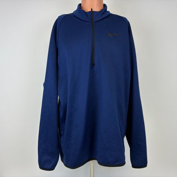 Nike Training Jacket Mens Size 2XL Blue Quarter Zip Pullover Dri Fit - Picture 2 of 5